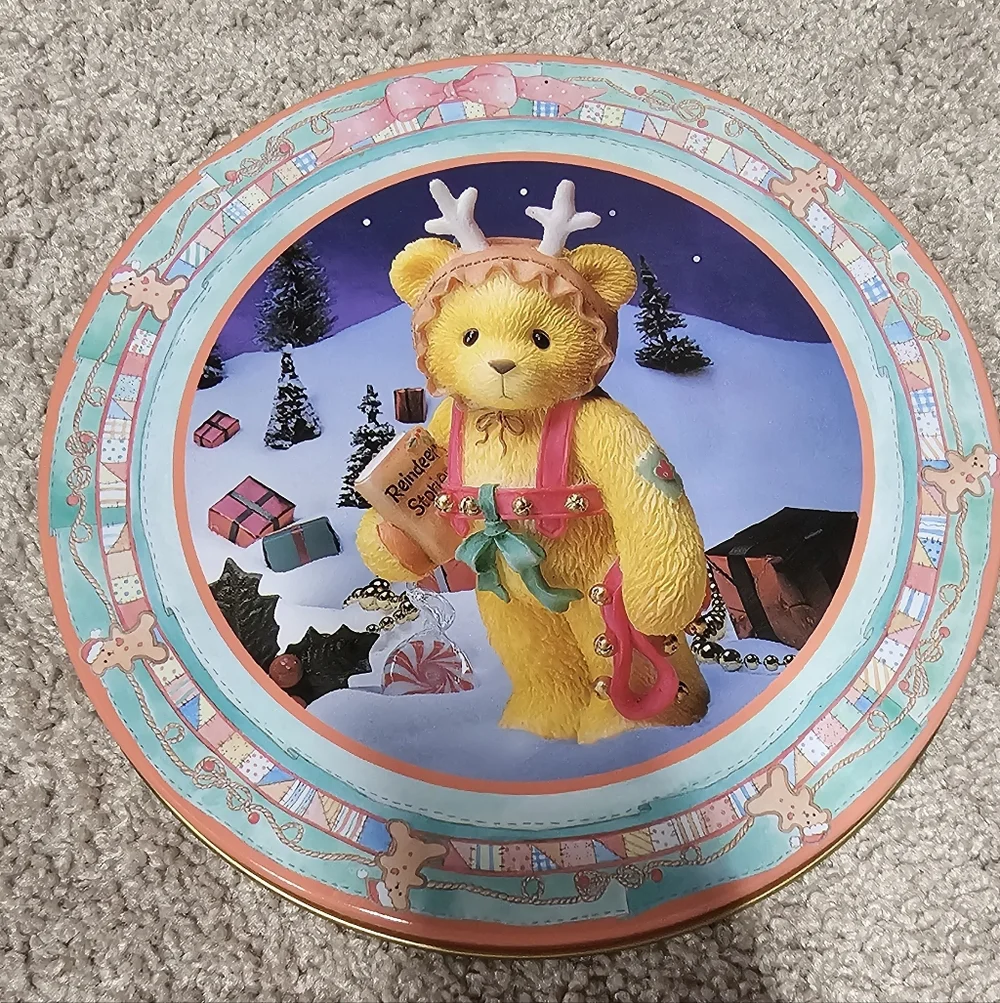 Cherrished Teddies VTG Limited Edition Holiday Tin Set 1999 Plush Bear & Resin - Picture 11 of 11